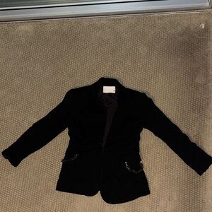 Chic Black Women's Blazer with Chain Detail